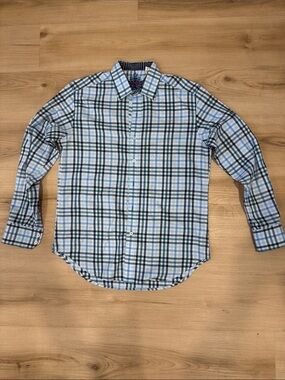 Robert Graham Men's Small Blue Plaid Button-Up Shirt w/flip cuffs